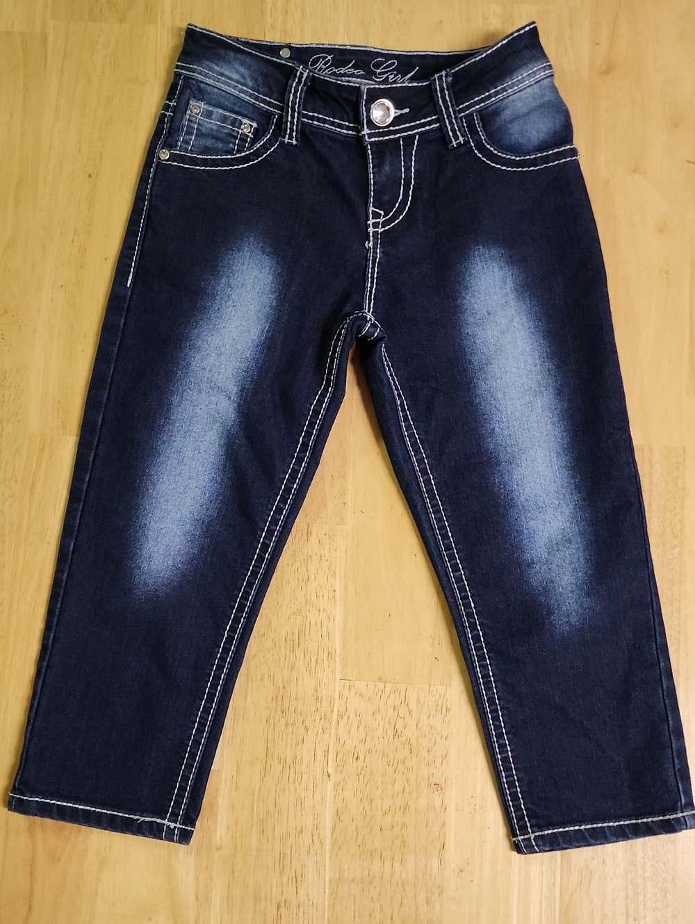 Rodeo Girl Bling Embellished Jeans Dark Wash Rhinestone Winged Cross Girls Sz 12